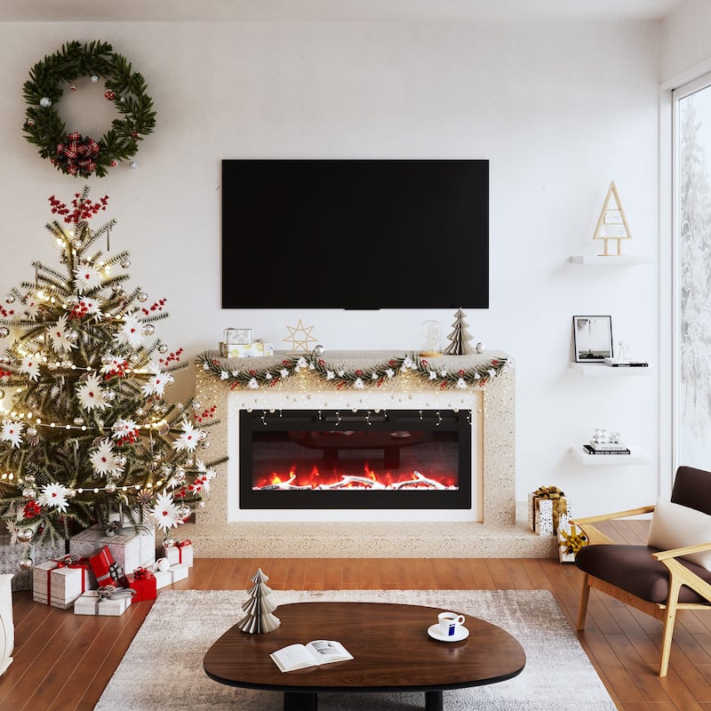 Clihome 30-72Inch Recessed Wall-mounted w/ RC (1500W) Electric Fireplace