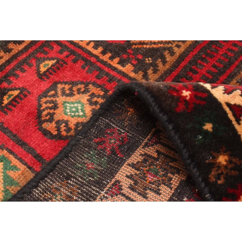 ECARPETGALLERY Hand-knotted Baluch Dark Red Wool Rug - 3'4 x 6'5