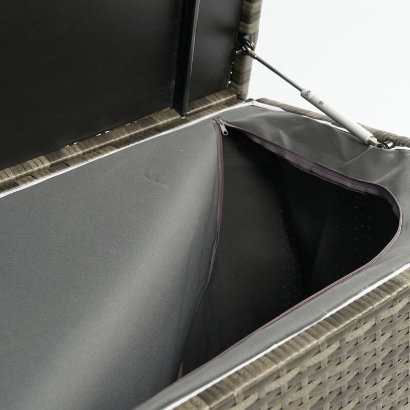 Lightweight Rattan Metal Storage Box with Lid and Removable Liner for Indoor Outdoor Patio and Pool​