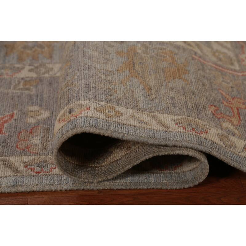 Hand Knotted Oriental 100% Wool Carpet Transitional All-Over Greys & Charcoal Oushak Area Rug - 9' 9'' X 7' 10''