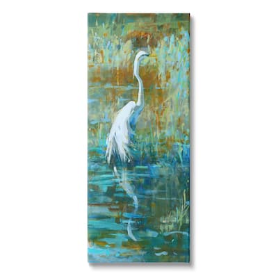 Stupell Egret Bird Swimming Pond Nature Canvas Wall Art by Kathleen Broaderick