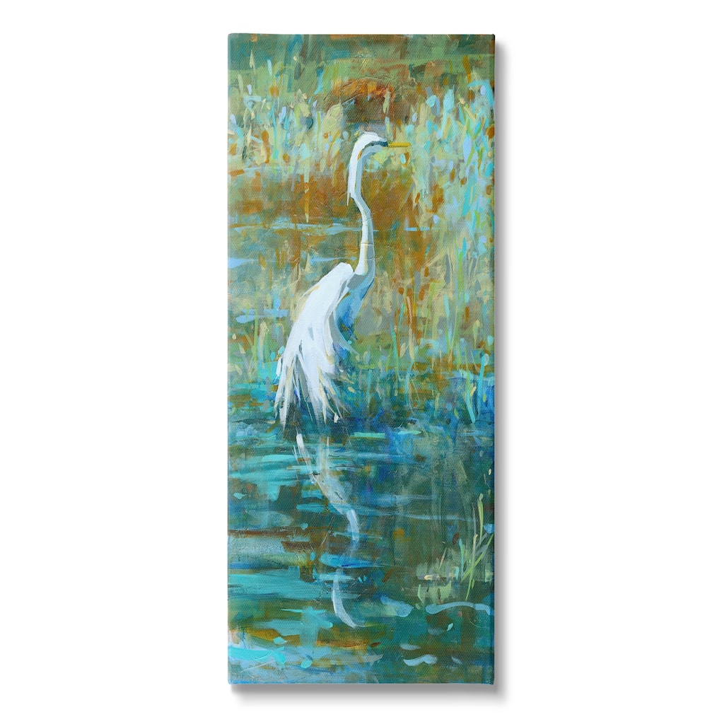 Stupell Egret Bird Swimming Pond Nature Canvas Wall Art by Kathleen Broaderick