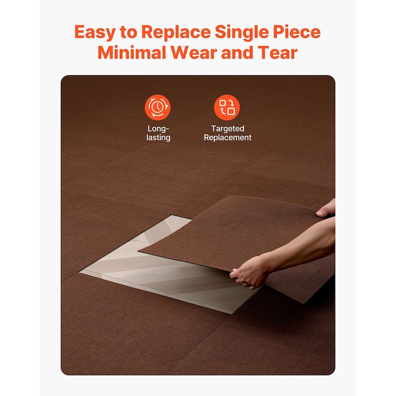 Dark Brown 24x24 Inch Peel and Stick Carpet Tiles Set 80 sq ft Coverage Soft Modular Floor Squares for Home Office