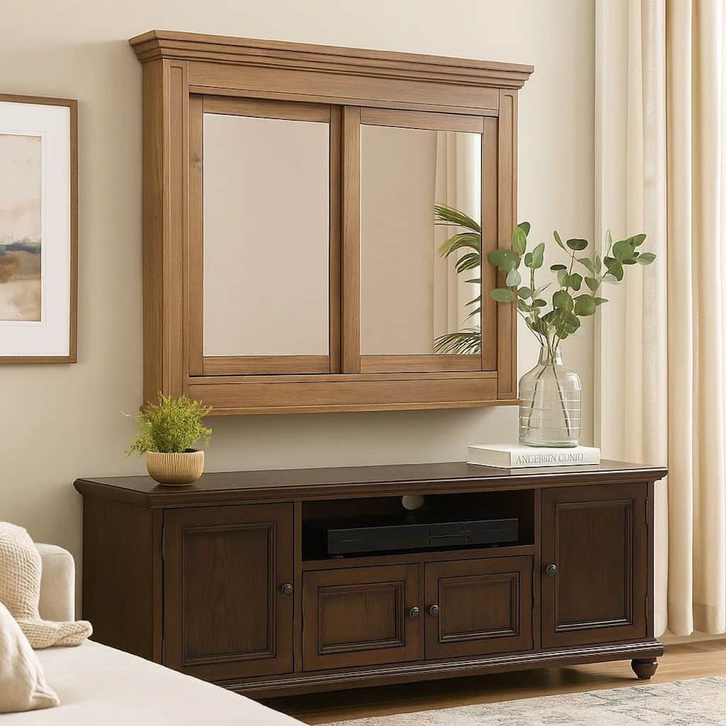 5 MM Beveled Cabinet Mirror with Storage, Brown