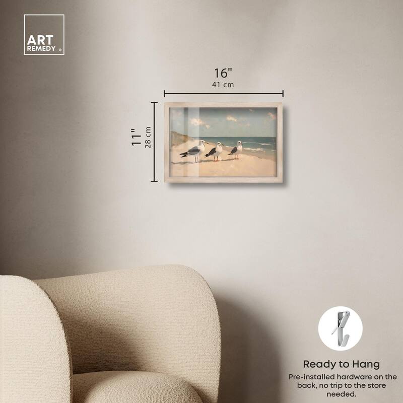 Seagulls at the Beach I Shadowbox by Art Remedy