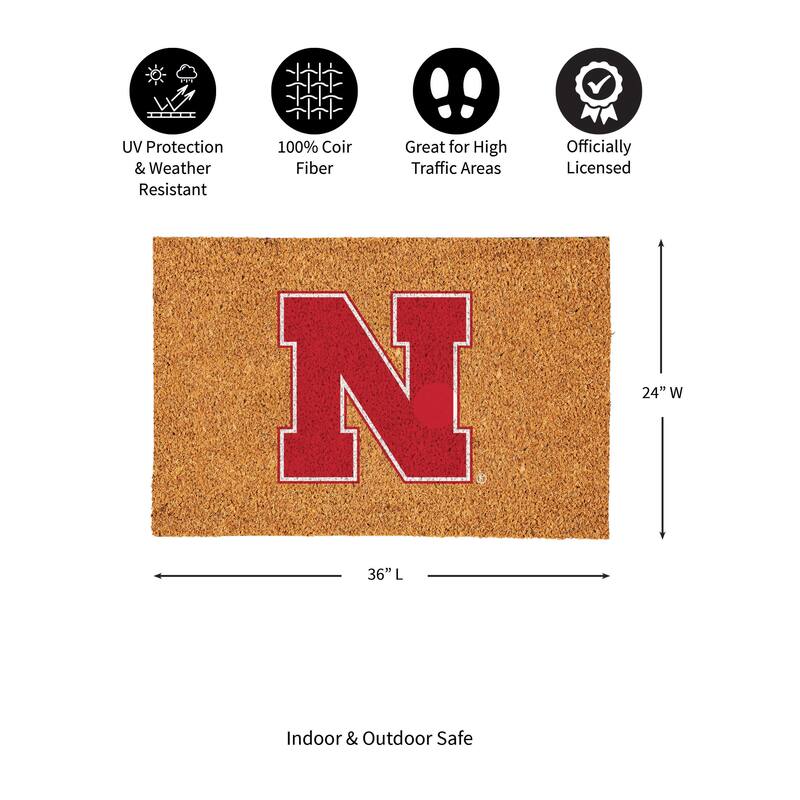 University of Nebraska Full Color Indoor/Outdoor Coir Mat