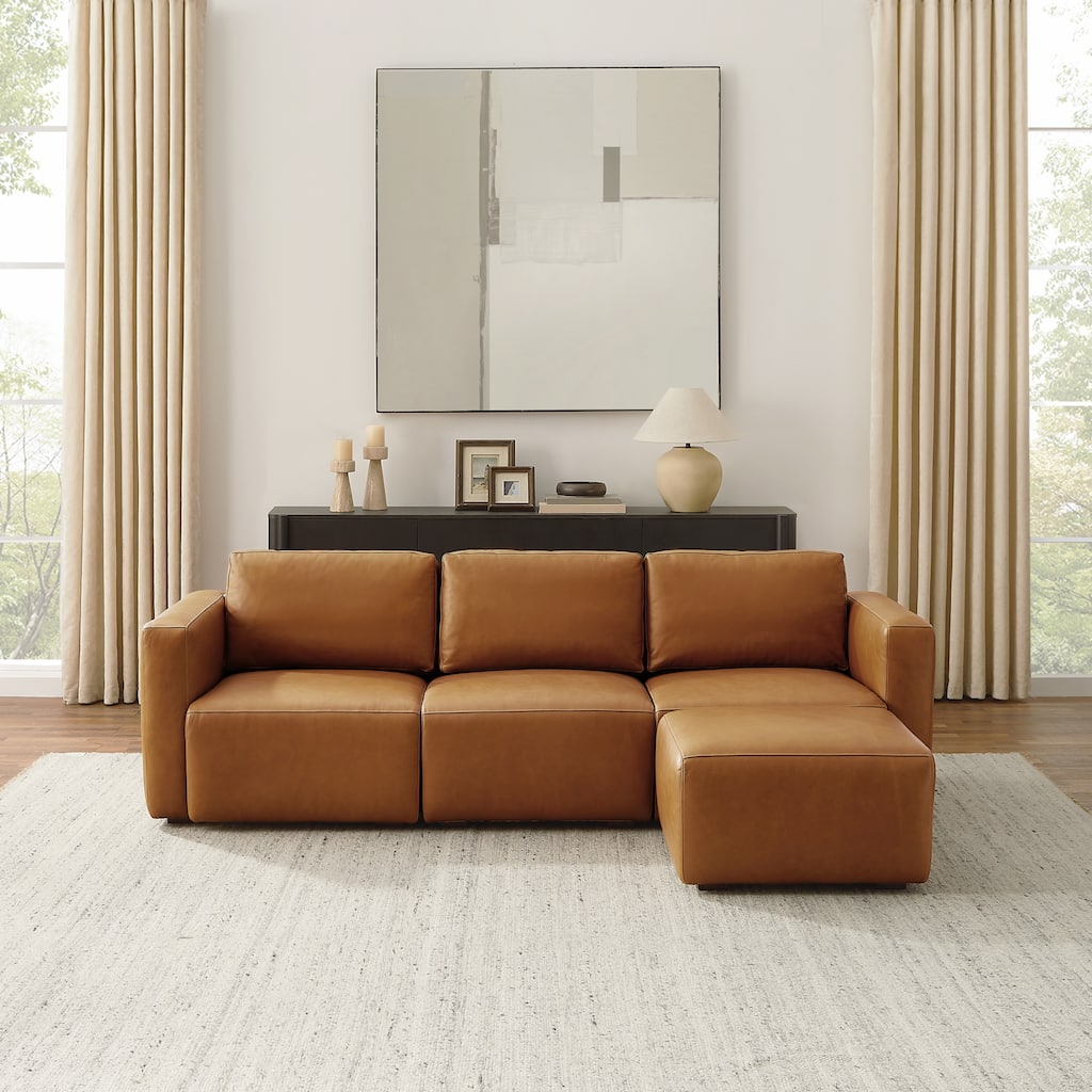 Art Leon Genuine Leather 4-Piece Modular Sectional Sofa