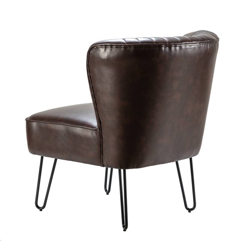 Donia Modern Faux Leather Armless Wingback Side Chair with Metal Legs Set of 2 by HULALA HOME