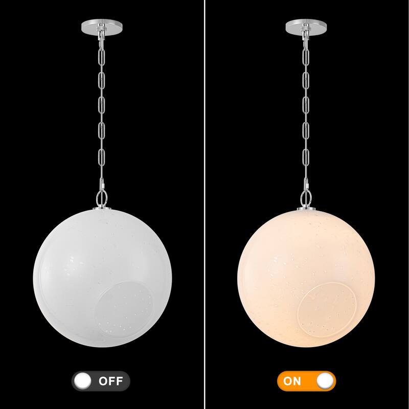 Modern White Bubble Glass Globe Pendant Light with Side Opening
