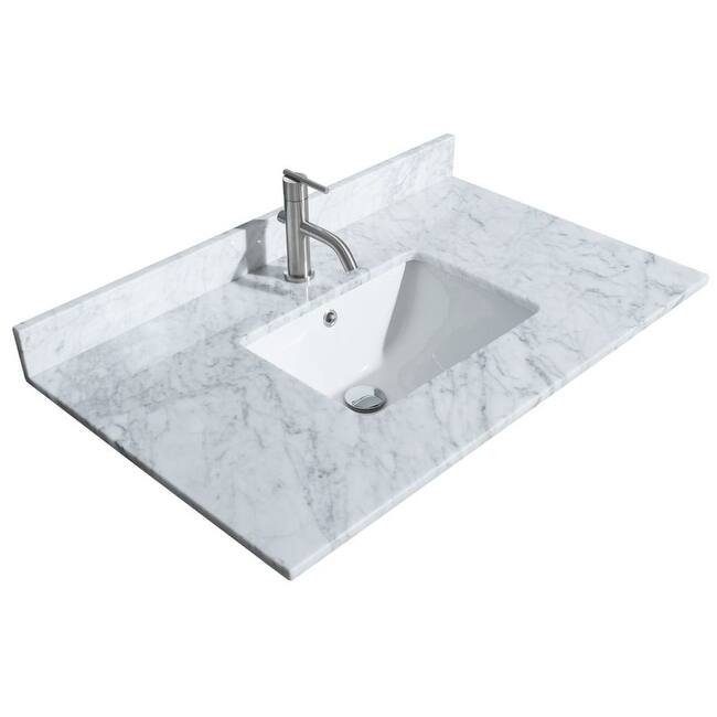 Wyndham Collection 36" Single Vanity Top with Undermount Rectangular - White Carrara Marble - Painted