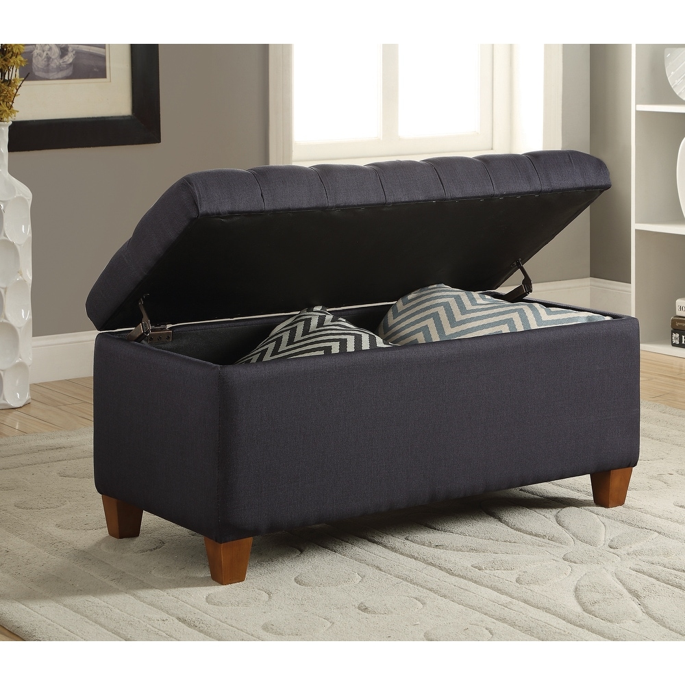 A Line Furniturelankary Dark Navy Tufted Storage Ottoman Bench Fabric Fabric Dailymail