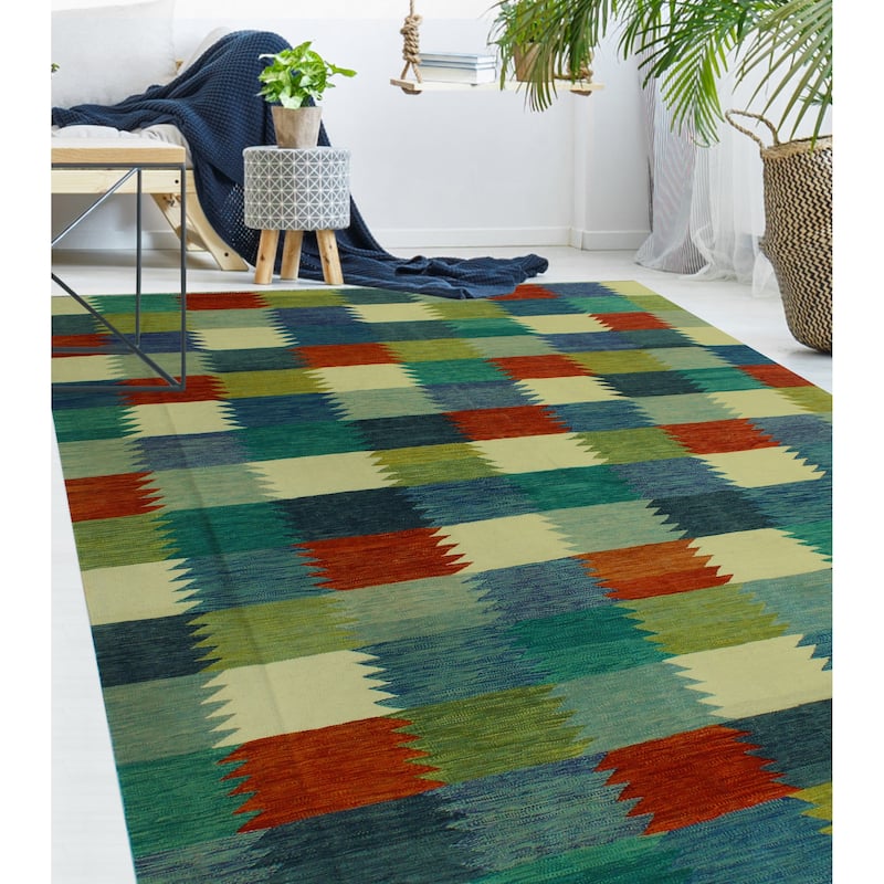 Hand-Woven Winchester Kilim Hafez Ivory/Rust Rug - 8'7" x 11'8"