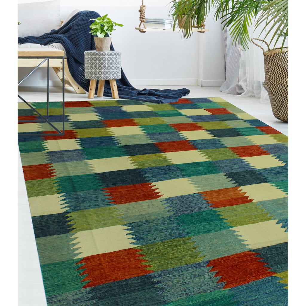 Hand-Woven Winchester Kilim Hafez Ivory/Rust Rug - 8'7" x 11'8"