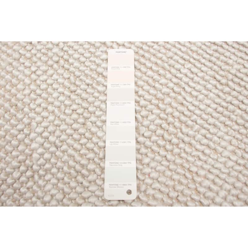 ECARPETGALLERY Braid weave Sienna White Wool Rug - 5'10 x 5'10