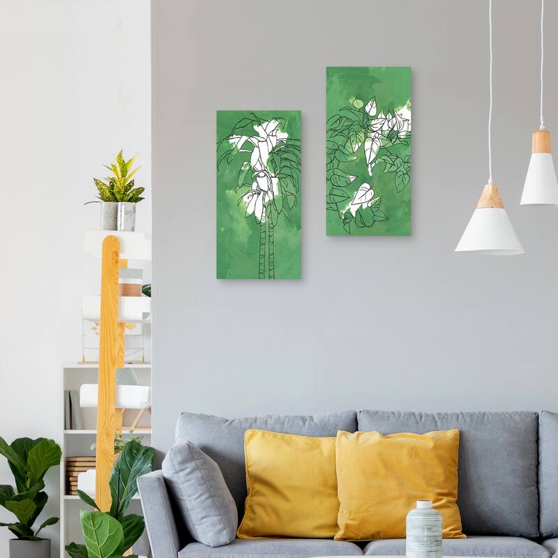Dracaena on Green, Pothos on Green by ML Studio Canvas Art Prints