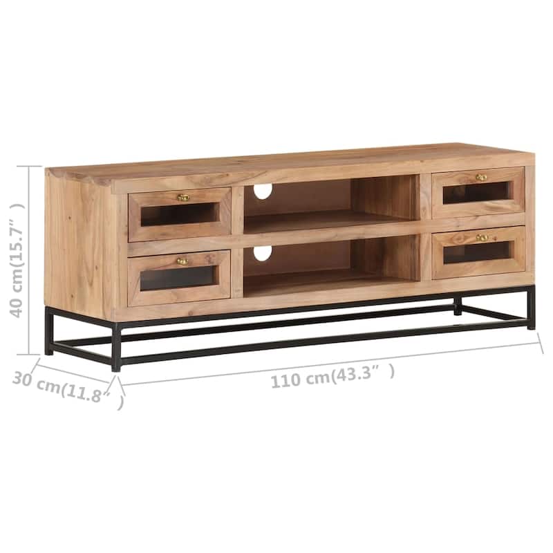 vidaXL TV Stand 43.3"x11.8"x15.7" Solid Wood Acacia