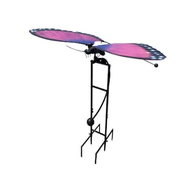 Butterfly Rocker Outdoor Garden Stake - 67" - Pink and Black