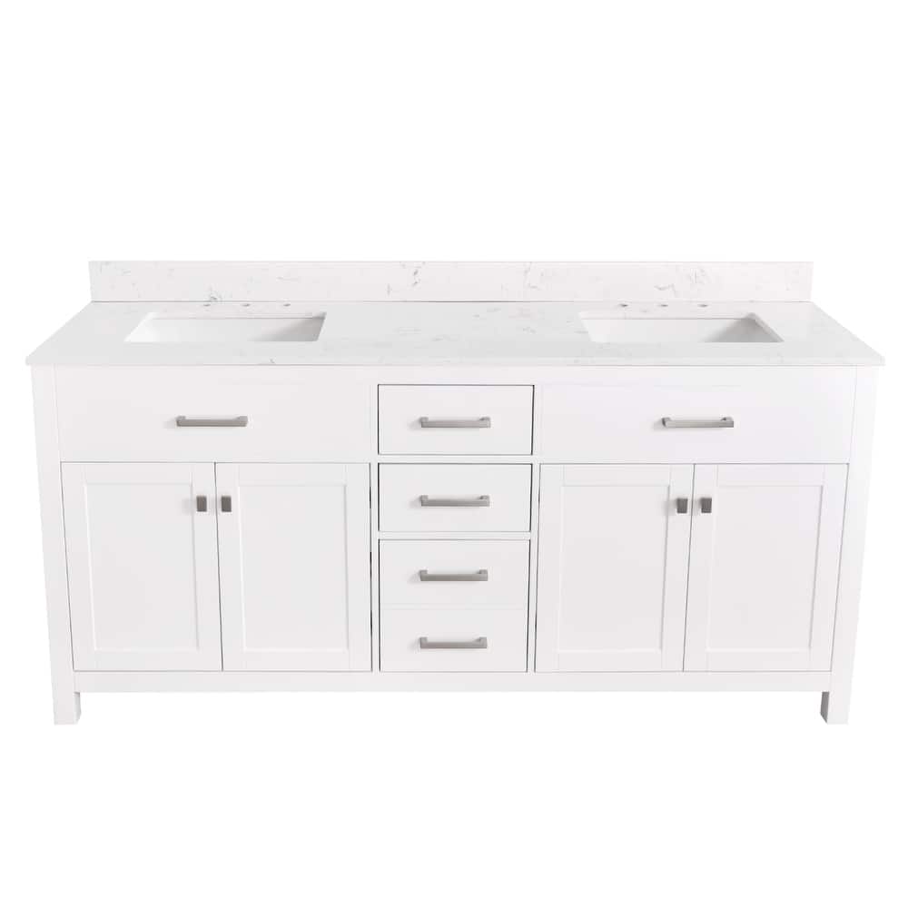 PROOX Freestanding Bathroom Vanity Engineer Stone with Ceramic Rectangular Sink