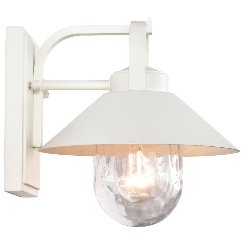 Ridge Small Outdoor Lantern White Finish Clear Seeded Glass