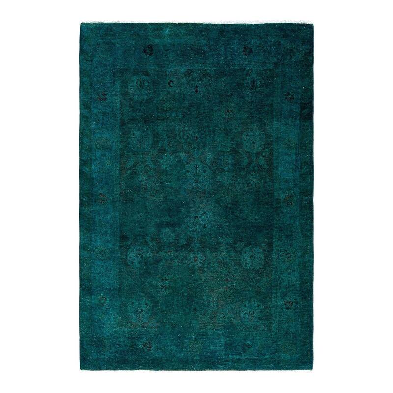 Fine Vibrance One-of-a-Kind Hand-Knotted Area Rug - Green, 4' 1" x 5' 10" - 4' 1" x 5' 10"