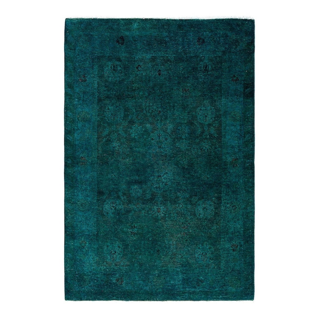 Fine Vibrance One-of-a-Kind Hand-Knotted Area Rug - Green, 4' 1" x 5' 10" - 4' 1" x 5' 10"