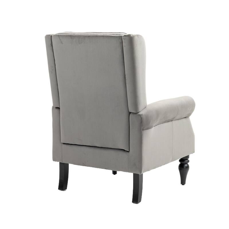 Tufted High Back Chair Living Room Wood Frame Armchair