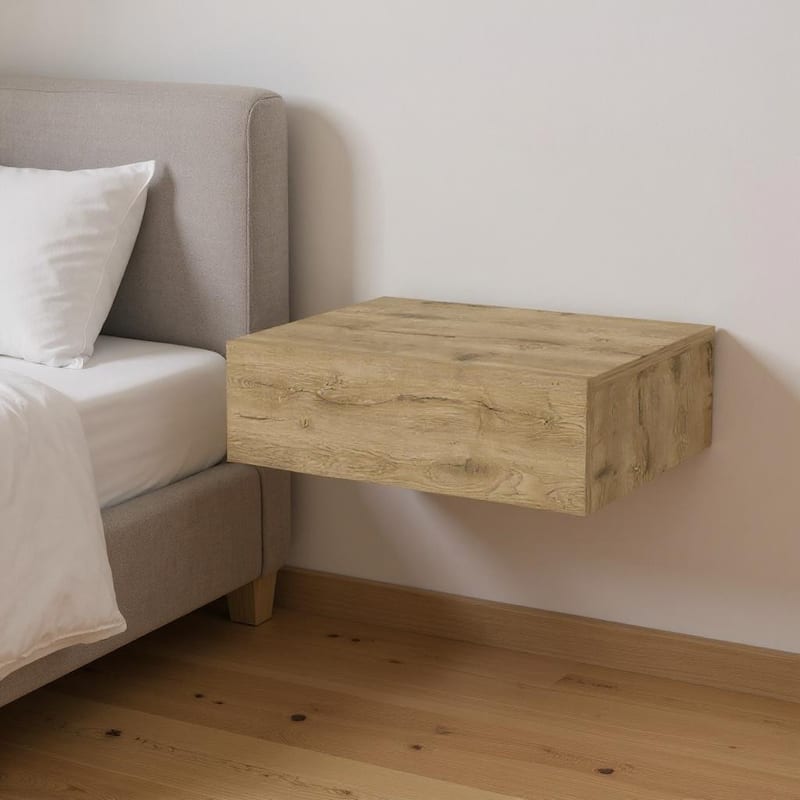 HomeRoots 16" Beige Wood One Drawer Floating Nightstand