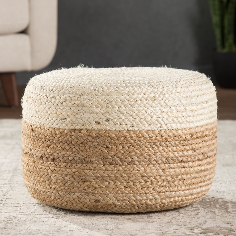 Juniper Home Saba Round Jute Pouf Ottoman/Foot Stool