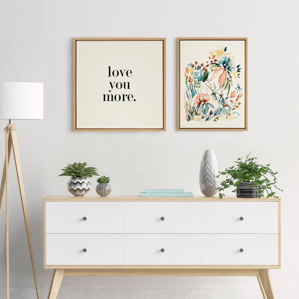 Kate and Laurel Sylvie Awaking Peach Framed Canvas by Sara Berrenson
