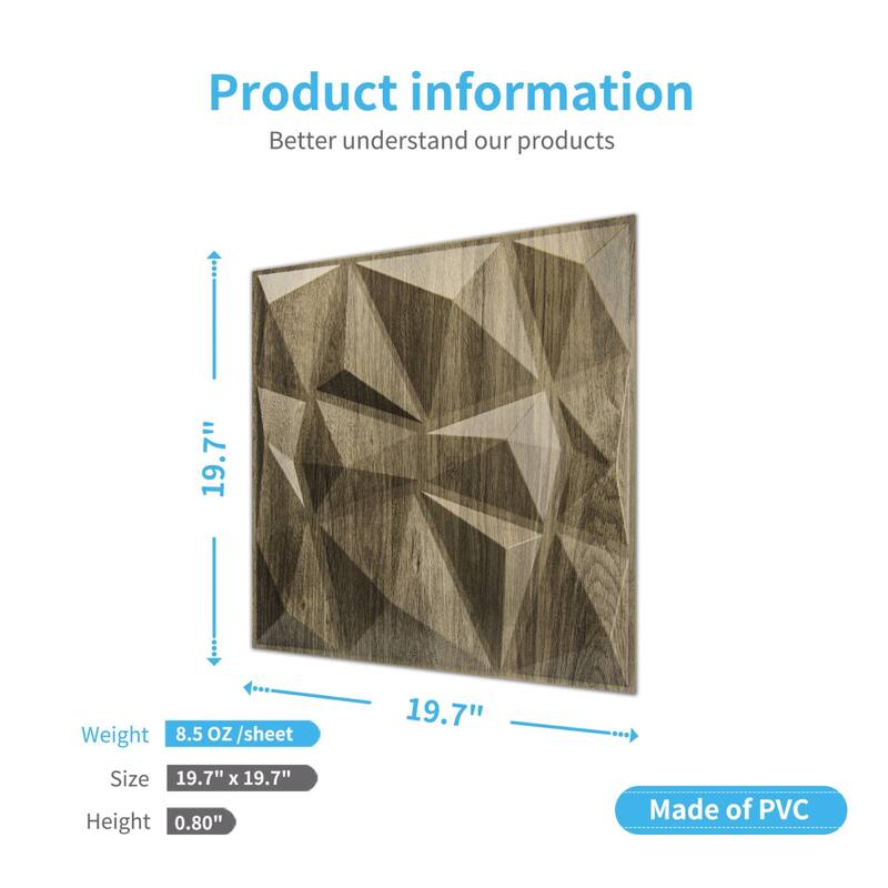 Art3d 3D Wall Panels PVC Diamond Design (32 Sq.Ft)