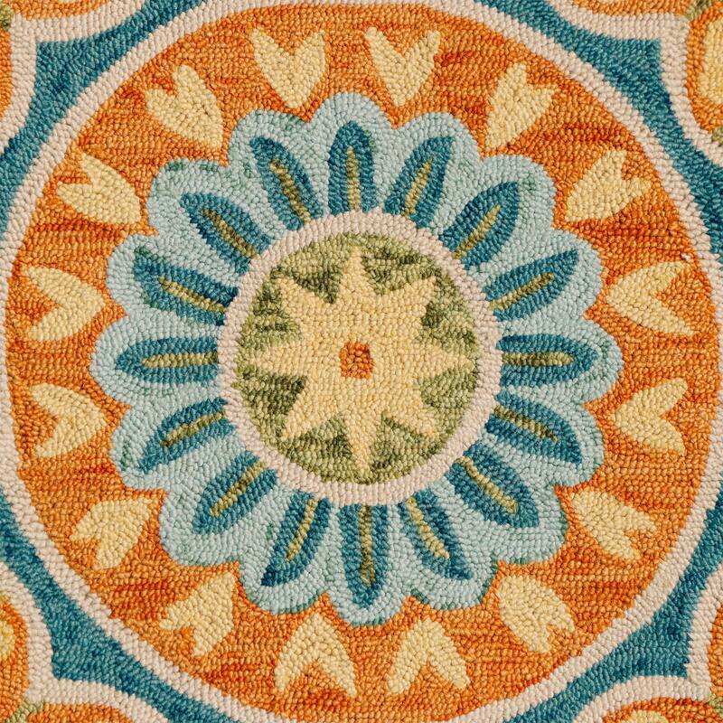 Cumu Hand Tufted Geometric Floral Traditional Area Rug By HomeRoots - 48' X '48' X '0.31