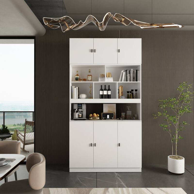Combined BookShelves Kitchen Cabinet Display Cabinet Pantry Bookcase - 6Door-8Shelf