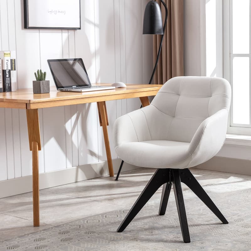Modern Home Office Swivel Desk Chair Fabric Accent Chair - White