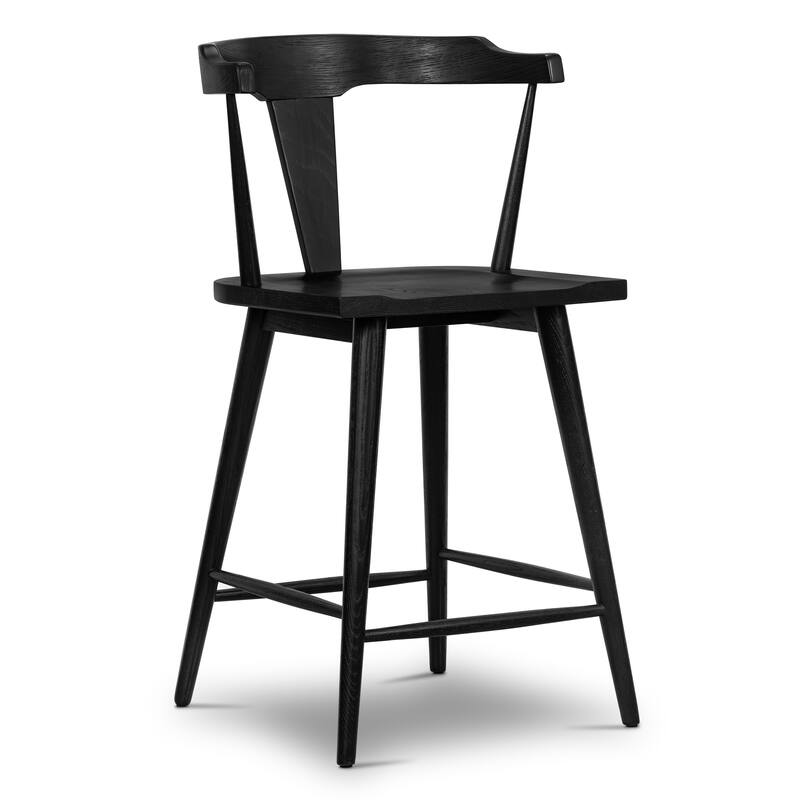 Poly & Bark Enzo 23.5" Seat Height Counter Stool - Solid Oak Wood