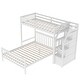 preview thumbnail 10 of 33, Elegant Twin over Full Loft Bed with Staircase, Ladder with 3 Storage Grids, Sturdy Construction & Safety Guaranteed, White