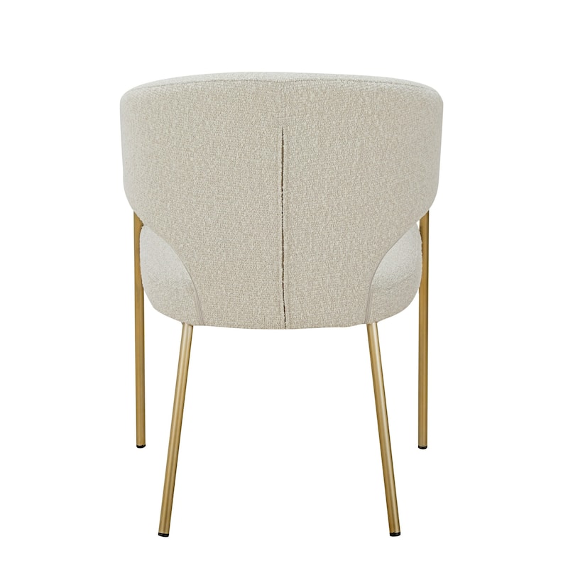 Cid Kasa 23 Inch Dining Chair, Light Gray Polyester, Brass Stainless Steel