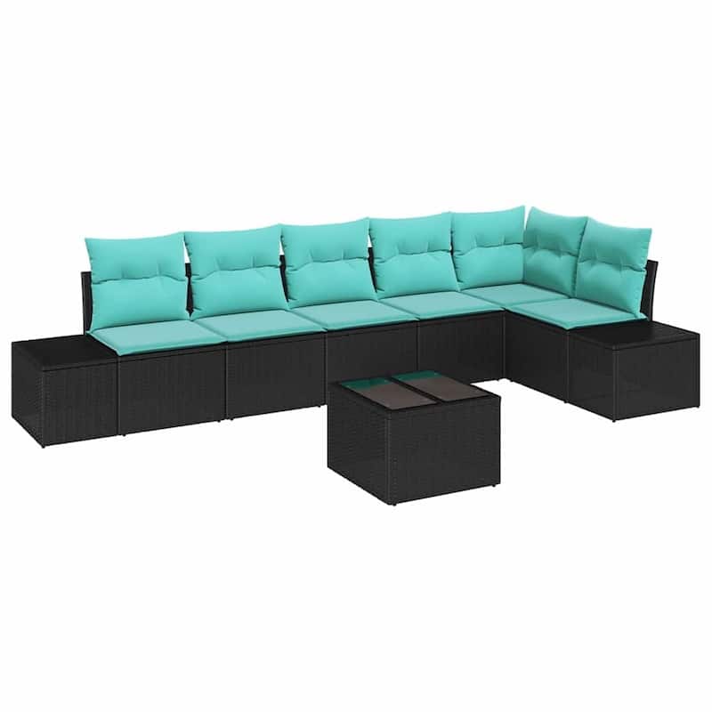 vidaXL 7 Piece Garden Sofa Set with Cushions - 125.6×60.6×27.2