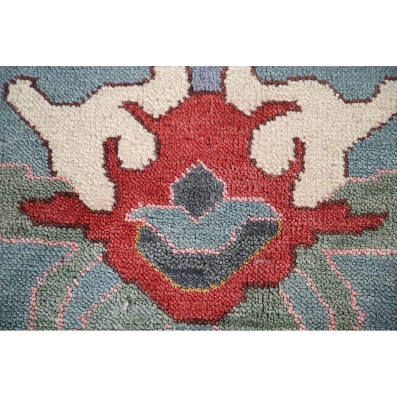 Blue Transitional Oushak Area Rug Handmade Wool Carpet - 9'3"x 11'10"