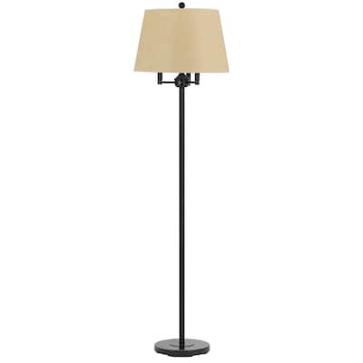 Stylish 62" Bronze Four Light Floor Lamp with Beige Fabric Shade - 62" x 17" x 17"