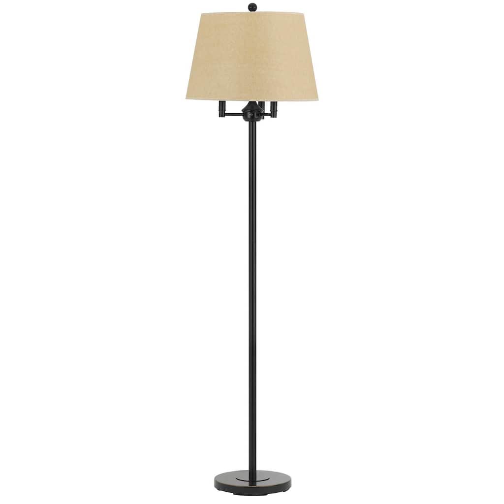 Stylish 62" Bronze Four Light Floor Lamp with Beige Fabric Shade - 62" x 17" x 17"