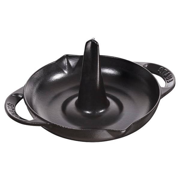 slide 2 of 5, STAUB Cast Iron 9.5-inch Vertical Chicken Roaster Matte Black