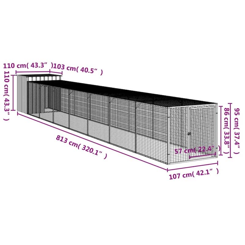 vidaXL Chicken Cage with Run Light Gray/Anthracite multisize Galvanized Steel
