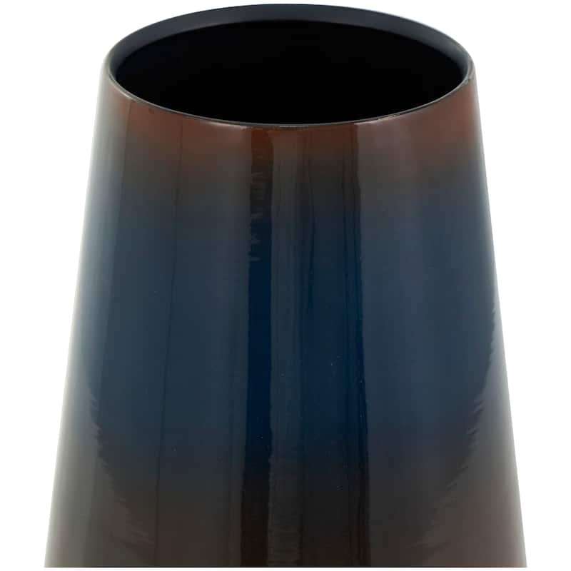 Blue Metal Ombre Vase with Brown Accents