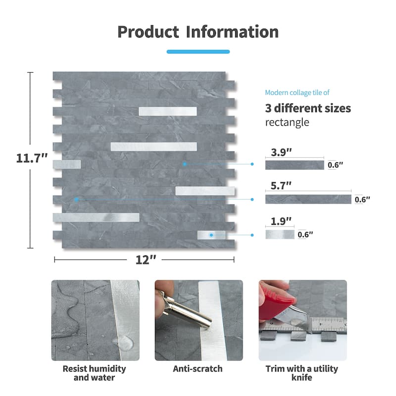 Art3d Peel and Stick Stone Backsplash Tile for Kitchen Bathroom(10 sq.ft/box)