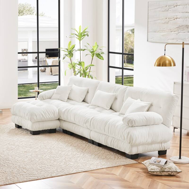 Free Combination Modular Chenille Sectional Sofa Comfy Cloud Couch for Living Room