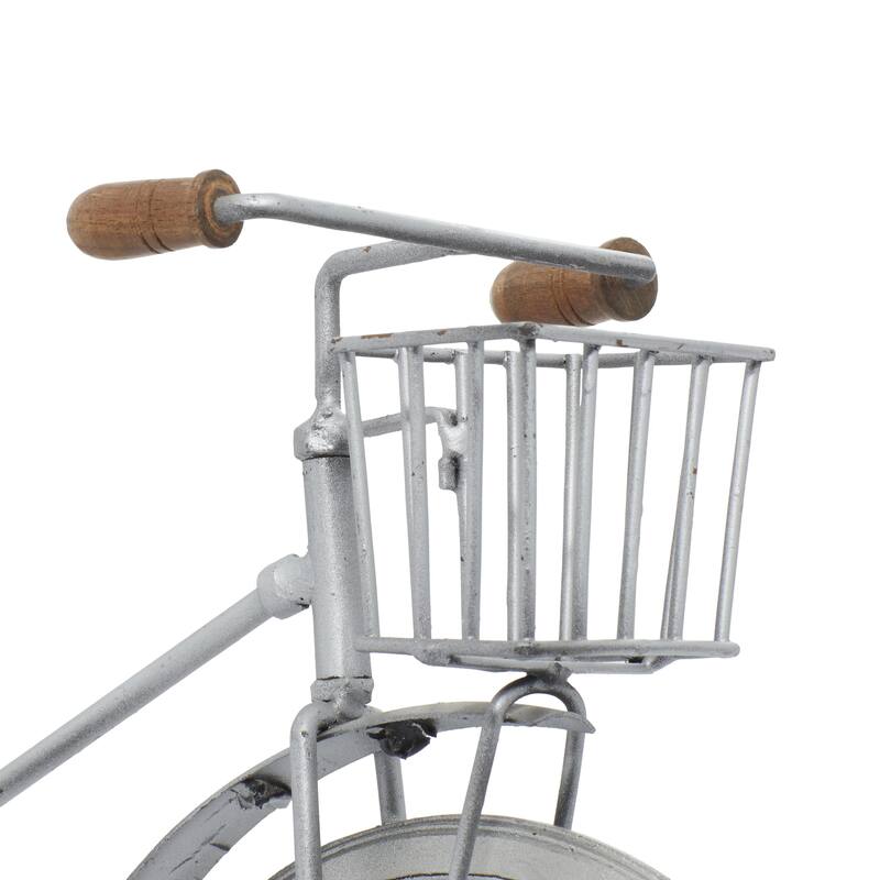 Yellow, Blue or Silver Metal Bike Decorative Sculpture with Wood Accents