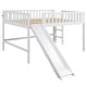 preview thumbnail 12 of 24, Full Size Pine Wood Low Loft Kids Bed Frame with Slide and Vertical Ladder, Fun Space-Saving Design for Bedroom, White