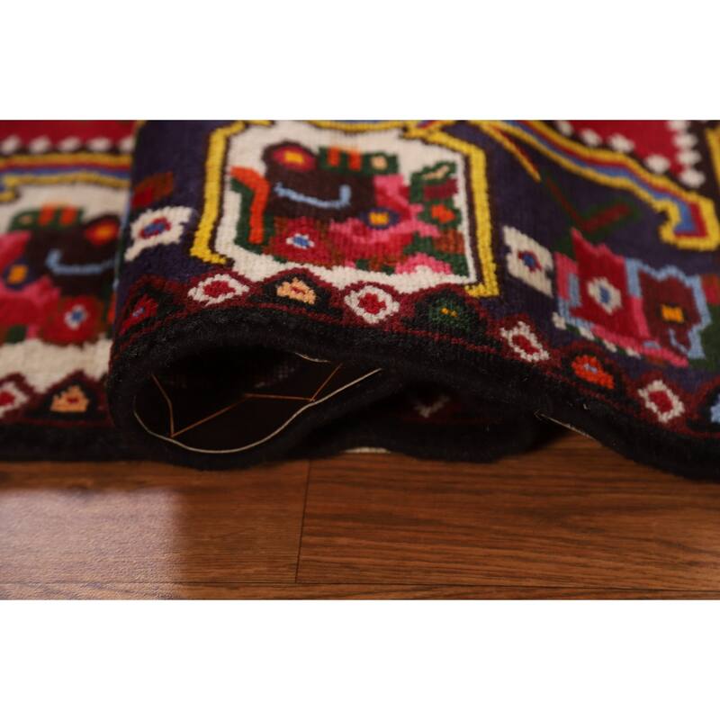 Hand Knotted Oriental 100% Wool Carpet Traditional Floral Pink Bakhtiari Area Rug - 4' 10'' X 3' 9''