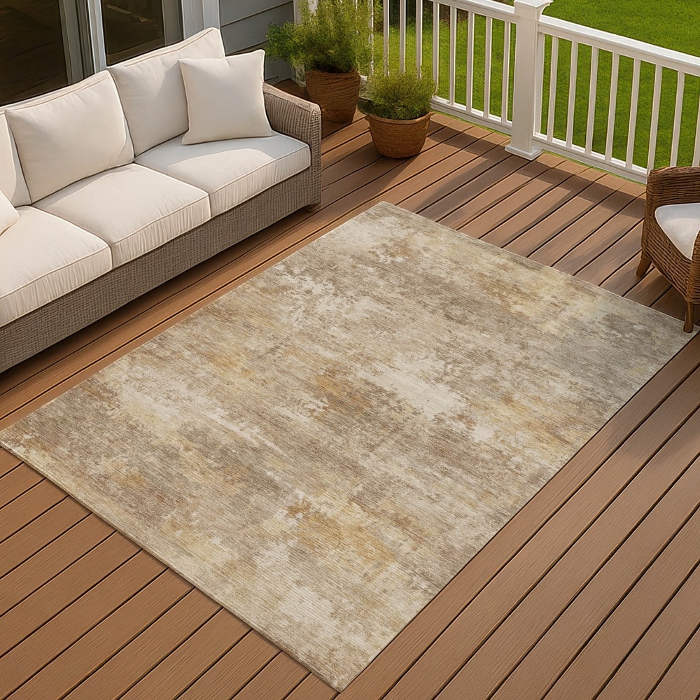 Machine Washable Indoor/ Outdoor Casual Ombre Chantille Rug