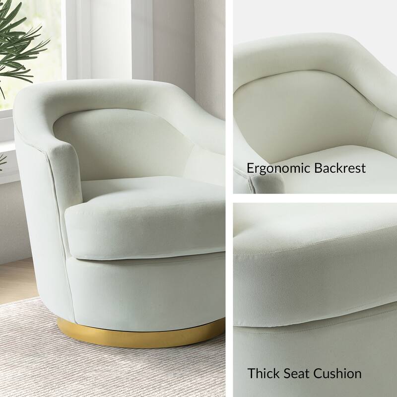 Kanstantin Modern Upholstered Swivel Barrel Chair with Golden Base by HULALA HOME